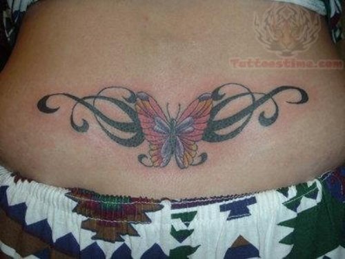 Lowerback Butterfly & Tribal Tattoo